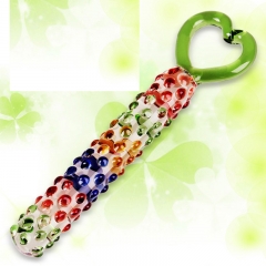 Foreign hot crystal glass penis anus plug love key glazed wand female masturbation massager wholesale