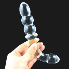 Double female G-spot stimulation crystal glass penis gourd rod masturbation device of adult products wholesale
