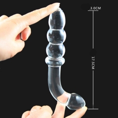 Double female G-spot stimulation crystal glass penis gourd rod masturbation device of adult products wholesale