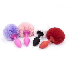 The hair ball tail backyard silicone anal plug adult sex supplies and offbeat flirting with rubber anal masturbation