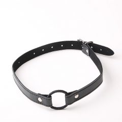 Adult PU leather export supplies metal circular plug gamma forced