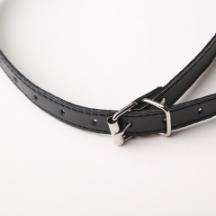 Adult PU leather export supplies metal circular plug gamma forced