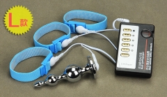 Adult game toy electric pulse physiotherapy massager anal masturbation orgasm clogged penis ring combination