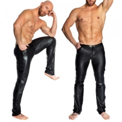 Motorcycle suit leather pants for men show dress tight pants