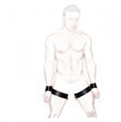 Red leather and leather handcuffs shackles connected to hot couple leather toys toys