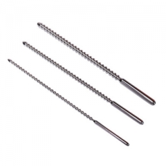 Male with metal urethral stimulation rod