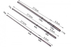 Male with metal urethral stimulation rod