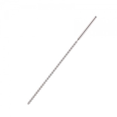 Male with metal urethral stimulation rod