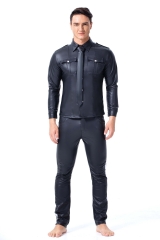 European and American sexy underwear men patent-leather performance shirt