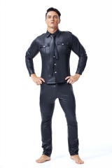 European and American sexy underwear men patent-leather performance shirt