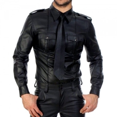 European and American sexy underwear men patent-leather performance shirt
