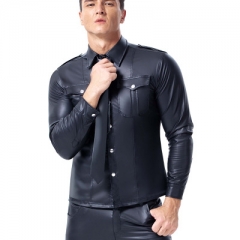 European and American sexy underwear men patent-leather performance shirt
