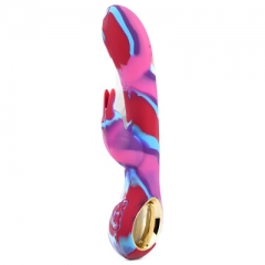 Silicone rainbow vibrator female variable frequency heating massage stick