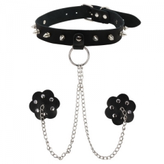 Rivet dog neck strap with chain nipple