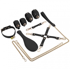 Bondage Gear Leather BDSM Set Bondage Kit Hand Cuffs Sex Collar Spanking Paddle for BDSM Bondage Restraints