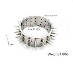Heavy Stainless Steel Rivet Neck Collar Sex lock Restraint Slave Role Play Metal Bondage Sex Toys for Male Bondage Collar