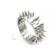 Heavy Stainless Steel Rivet Neck Collar Sex lock Restraint Slave Role Play Metal Bondage Sex Toys for Male Bondage Collar