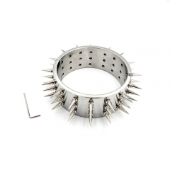 Heavy Stainless Steel Rivet Neck Collar Sex lock Restraint Slave Role Play Metal Bondage Sex Toys for Male Bondage Collar