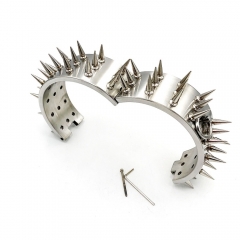 Heavy Stainless Steel Rivet Neck Collar Sex lock Restraint Slave Role Play Metal Bondage Sex Toys for Male Bondage Collar