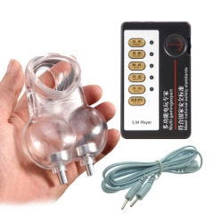 Electro Shock BDSM Sex Scrotum Sleeve Sex Toy Male Penis Delay Electrical Stimulator Clear Black
