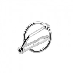 7*38mm stainless steel small size cock ring with urethral sound sex toy
