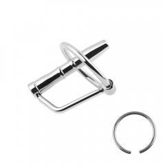 7*38mm stainless steel small size cock ring with urethral sound sex toy