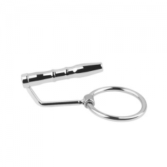 7*38mm stainless steel small size cock ring with urethral sound sex toy