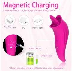 Tongue licking vibrator clitoris stimulation of female cunnilingus