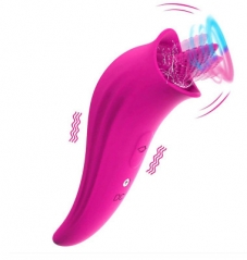 Tongue licking vibrator clitoris stimulation of female cunnilingus