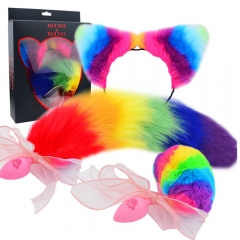 Silicone cat paw color tail set