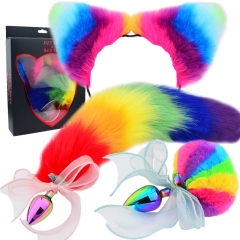 Silicone cat paw color tail set