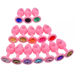Cat claw Silicone anal plug round pink blue cat claw