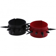 Double leather bracelet with tapered rivets and wide leather wristband bracelet