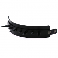 Double leather bracelet with tapered rivets and wide leather wristband bracelet