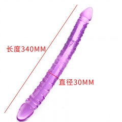 A large-sized two-headed dragon is used to pull a female homosexual with an anal prosthesis